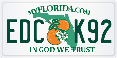 FL license plate EDCK92