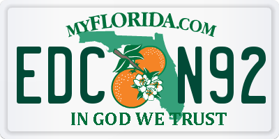 FL license plate EDCN92