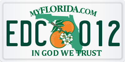FL license plate EDCO12