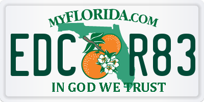 FL license plate EDCR83