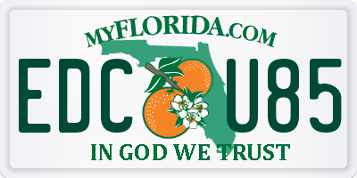 FL license plate EDCU85
