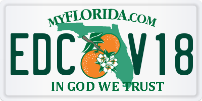 FL license plate EDCV18