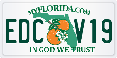 FL license plate EDCV19