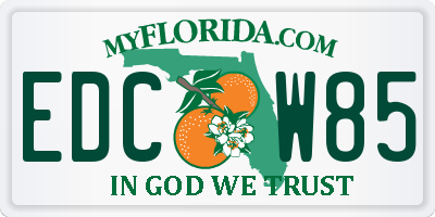 FL license plate EDCW85