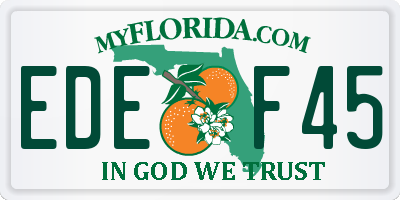 FL license plate EDEF45