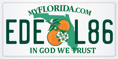 FL license plate EDEL86