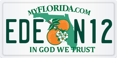 FL license plate EDEN12