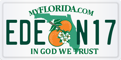 FL license plate EDEN17