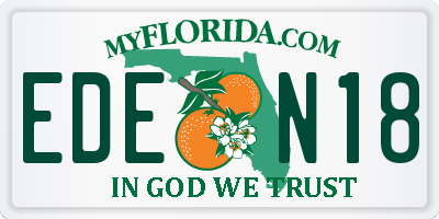 FL license plate EDEN18