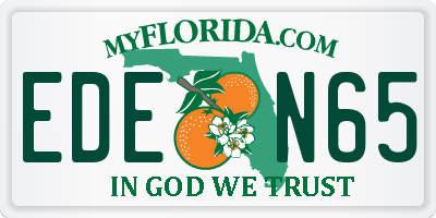 FL license plate EDEN65