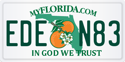 FL license plate EDEN83
