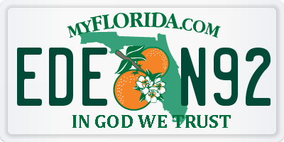 FL license plate EDEN92