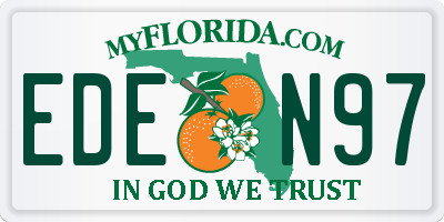 FL license plate EDEN97