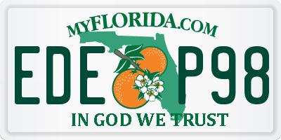 FL license plate EDEP98