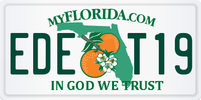 FL license plate EDET19