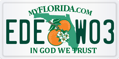 FL license plate EDEW03