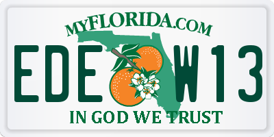 FL license plate EDEW13