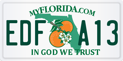FL license plate EDFA13
