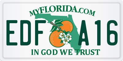 FL license plate EDFA16