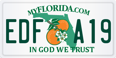 FL license plate EDFA19