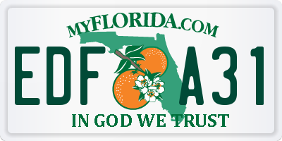 FL license plate EDFA31