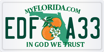 FL license plate EDFA33