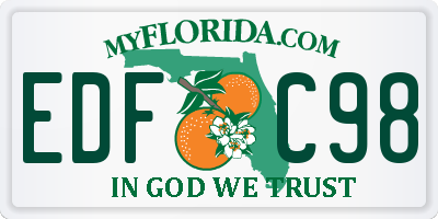 FL license plate EDFC98