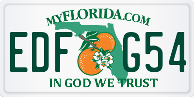 FL license plate EDFG54