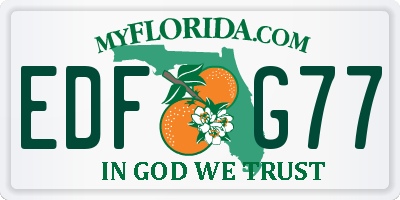 FL license plate EDFG77