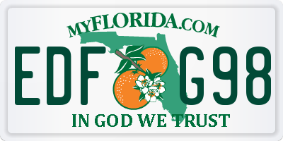 FL license plate EDFG98
