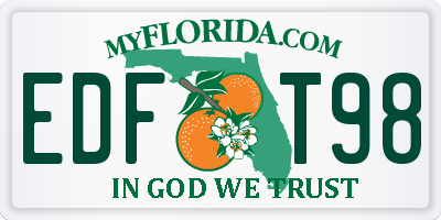 FL license plate EDFT98