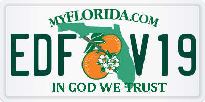 FL license plate EDFV19