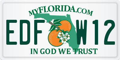 FL license plate EDFW12