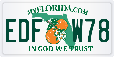 FL license plate EDFW78