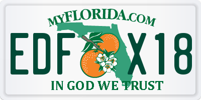 FL license plate EDFX18