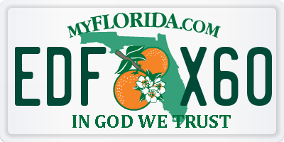 FL license plate EDFX60