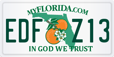 FL license plate EDFZ13