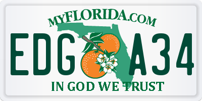 FL license plate EDGA34