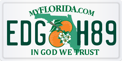 FL license plate EDGH89