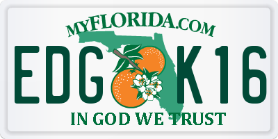 FL license plate EDGK16
