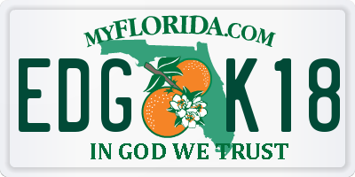 FL license plate EDGK18