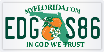 FL license plate EDGS86