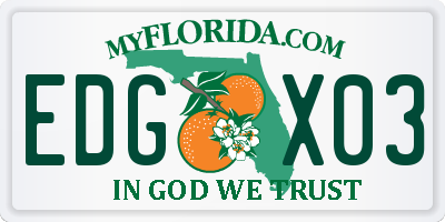 FL license plate EDGX03