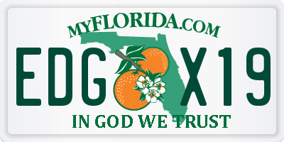 FL license plate EDGX19
