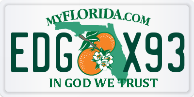 FL license plate EDGX93