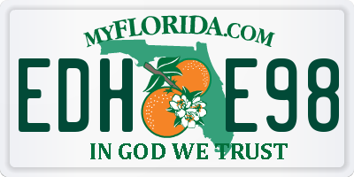FL license plate EDHE98