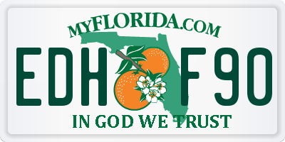 FL license plate EDHF90