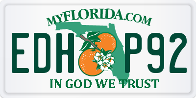 FL license plate EDHP92