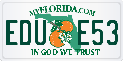 FL license plate EDUE53