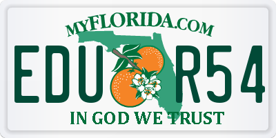 FL license plate EDUR54